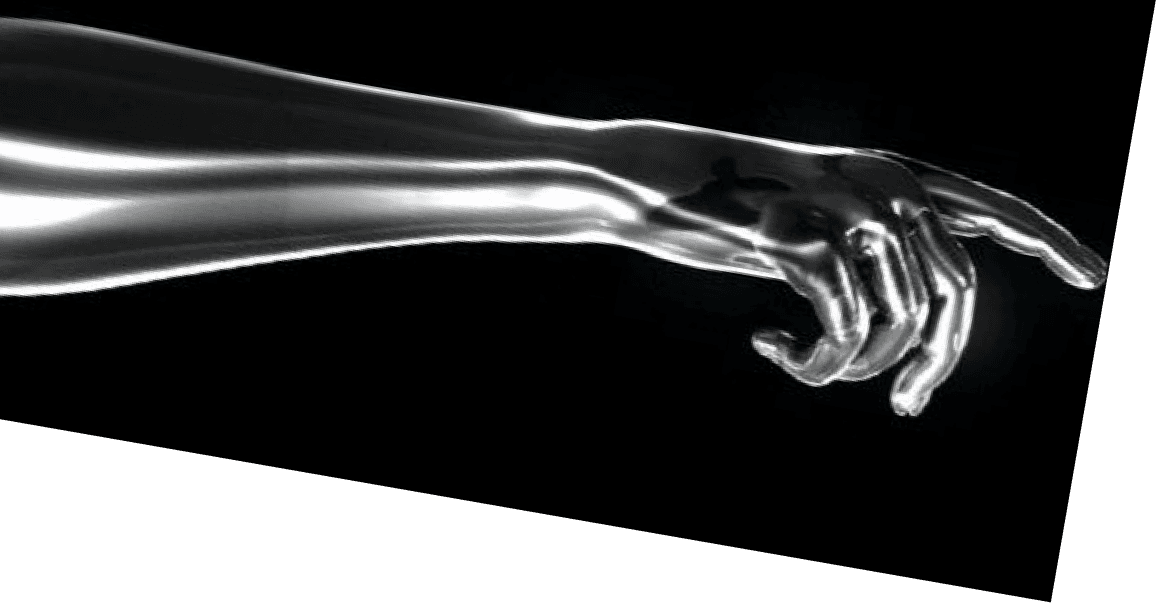 left arm pointing to the right
